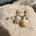 Schildkröten-Charm-Ohrring-Set – Stahl | 18K vergoldet | Wasserfest