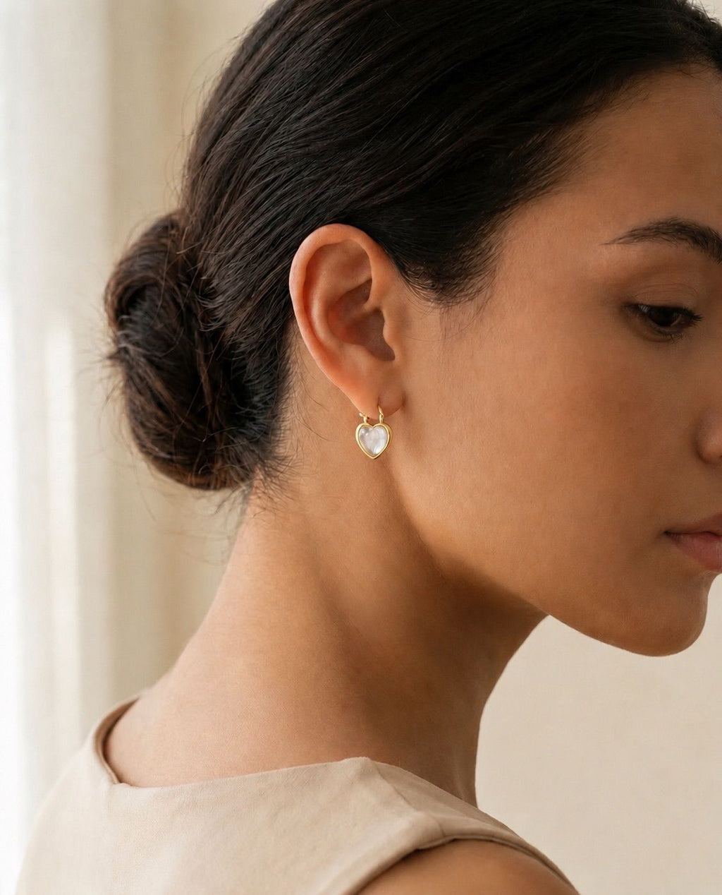 Heart Hoop Earrings – Steel | 18K Gold Plated | Water Resistant