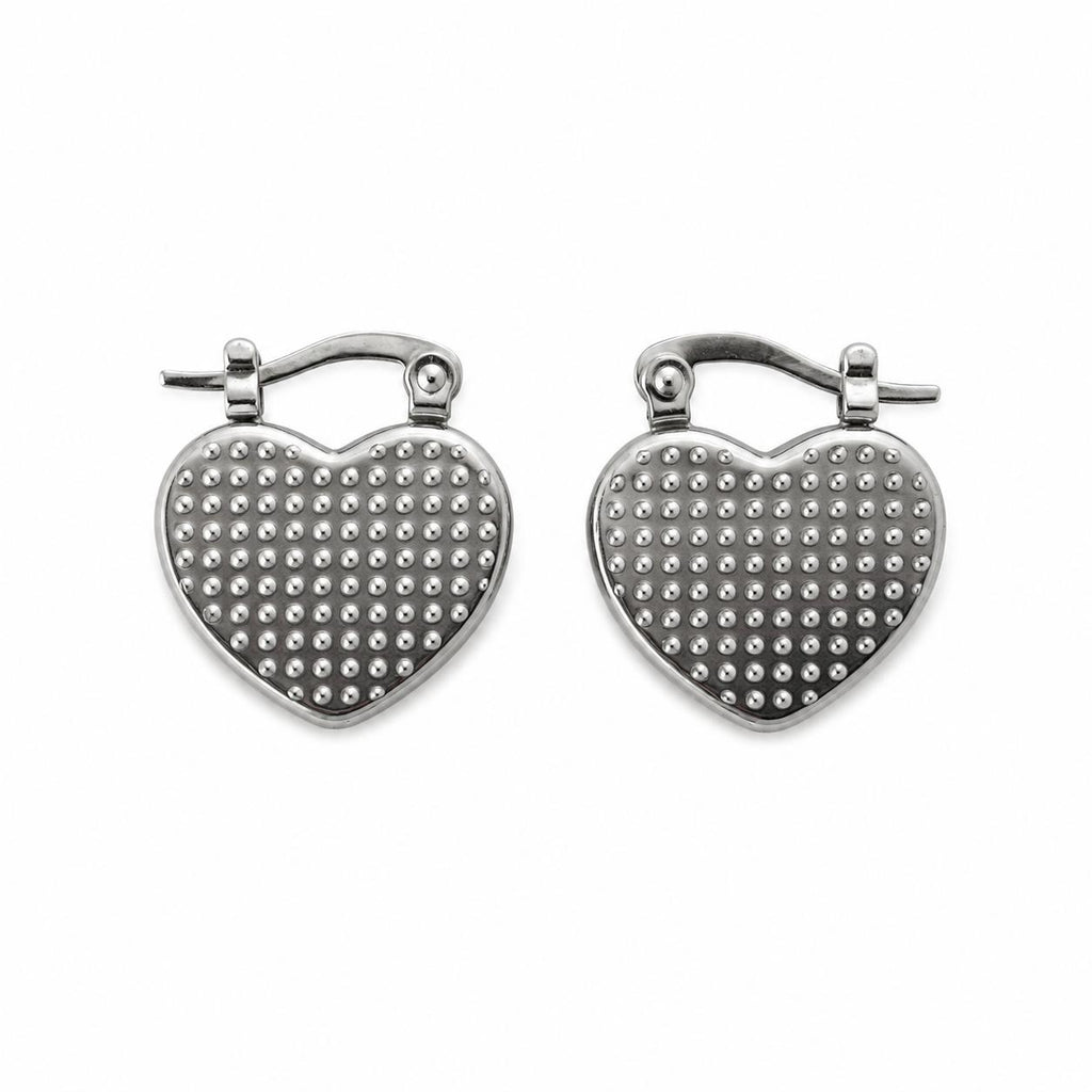 Silver Heart Hoop Earrings – Stainless Steel | Water Resistant