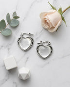 Silver Heart Hoop Earrings – Stainless Steel | Water Resistant