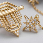 Xuping Stern-Detail Asymmetrisches Ohrring-Set – Edelstahl | 18K Vergoldet | Wasserfest