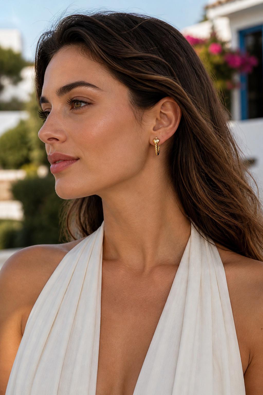 Xuping Charm Hoop Earrings – Steel | 18K Gold Plated | Water Resistant