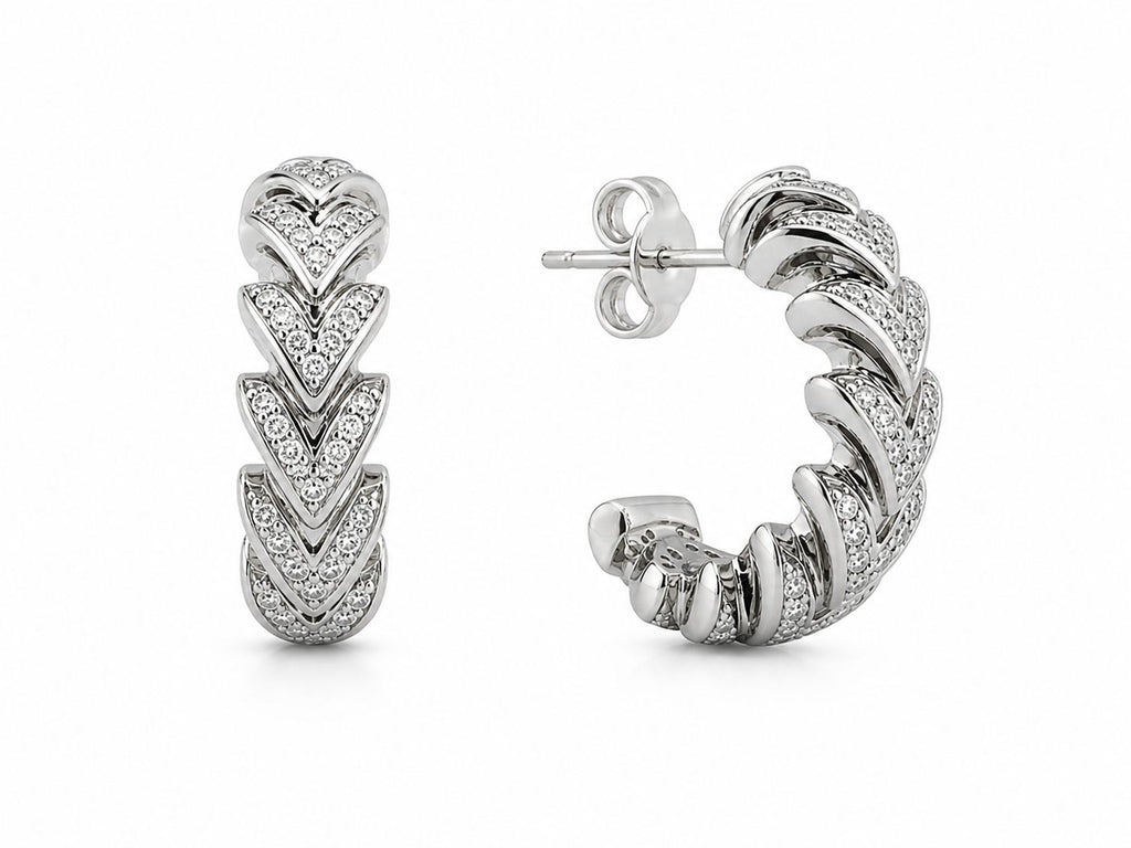 Xuping Modern Hoop Earrings with Stone Detail – Stainless Steel | Water-Resistant