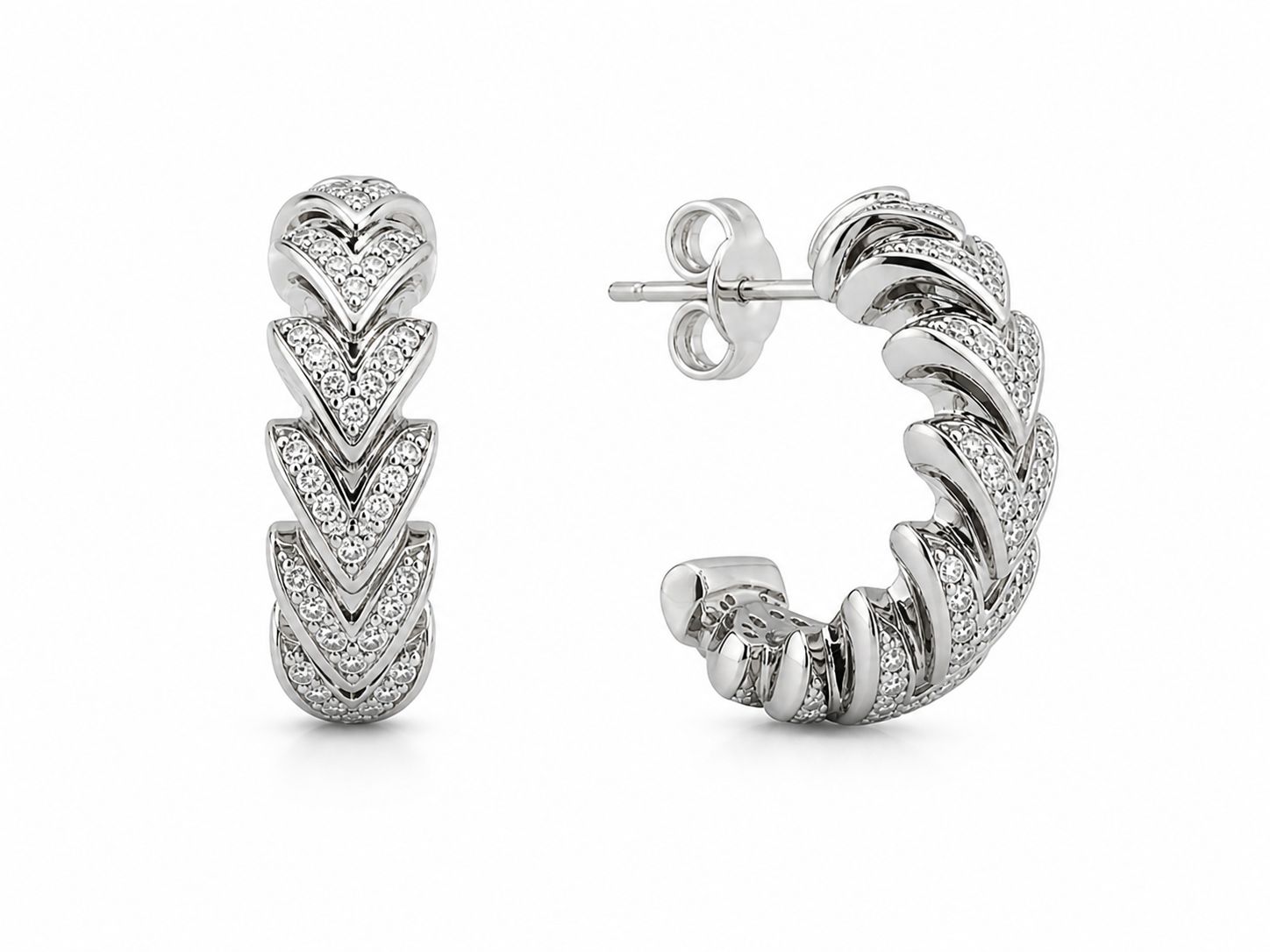 Xuping Modern Hoop Earrings with Stone Detail – Stainless Steel | Water-Resistant