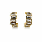 Xuping Baguette Stone Detailed Hoop Earrings | 18K Gold Plated Stainless Steel Waterproof Earrings