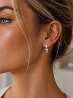Xuping Minimal Lightning Figure Hoop Earrings – Steel | Water Resistant