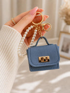 Mini-Taschenschlüsselanhänger – Blauer Taschenanhänger mit Perlenband