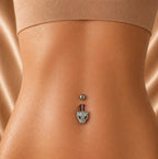 Stone Detail Panther Figure Navel Piercing | 316L Surgical Steel