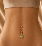 Sun Figure Belly Button Ring | 316L Surgical Steel & 18K Gold Plating