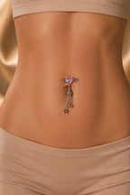 Heart Stone Detailed Surgical Steel Belly Button Piercing