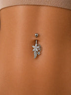 Flower and Leaf Detailed Belly Piercing | 316L Surgical Steel