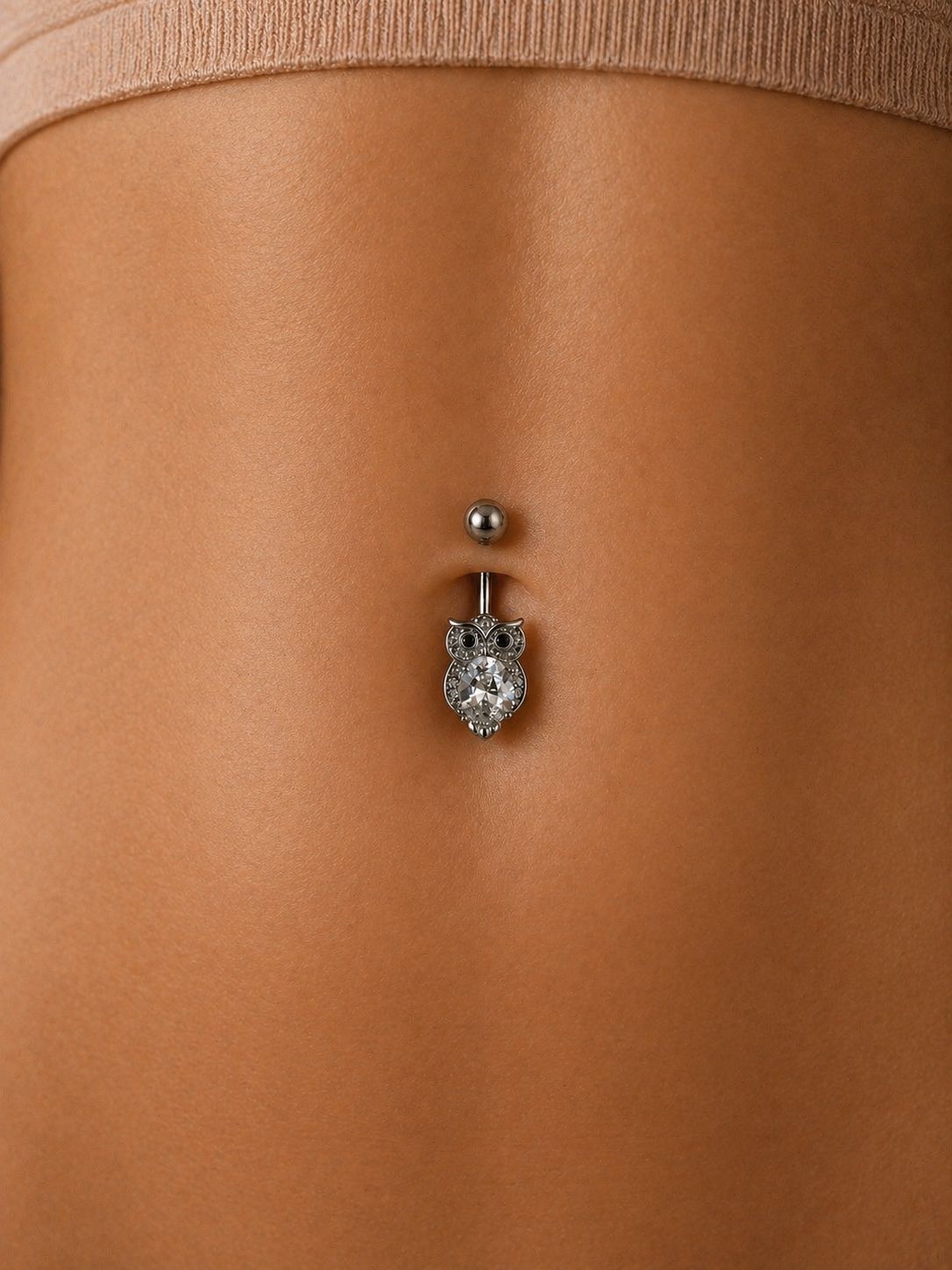Owl Belly Button Ring | 316L Surgical Steel Gemstone Design