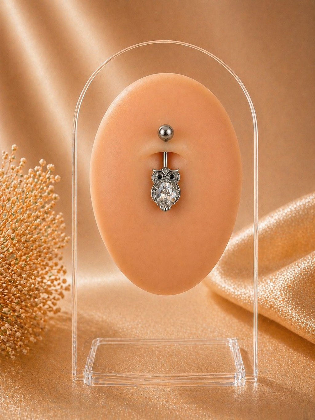 Owl Belly Button Ring | 316L Surgical Steel Gemstone Design