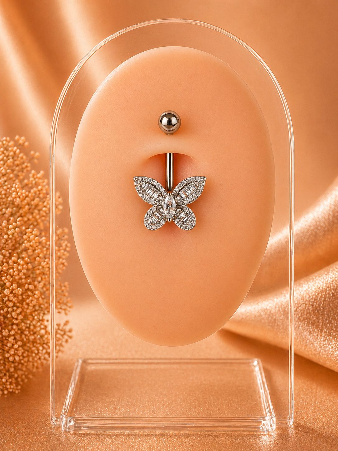 Butterfly Detailed Surgical Steel Navel Piercing