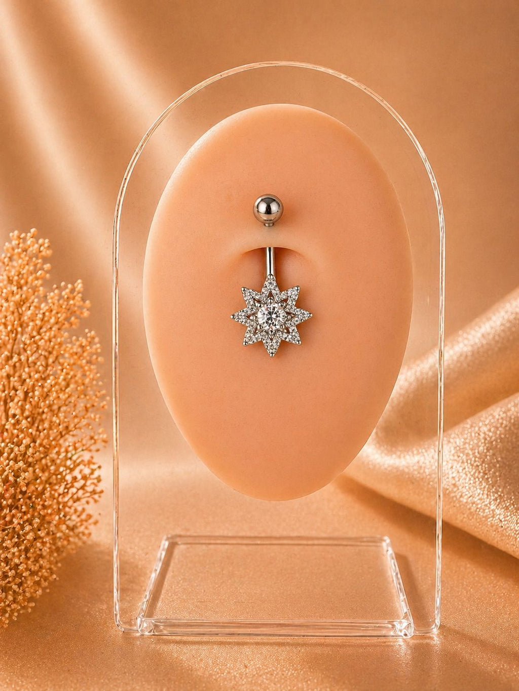 Star Stone Detail Belly Piercing | 316L Surgical Steel