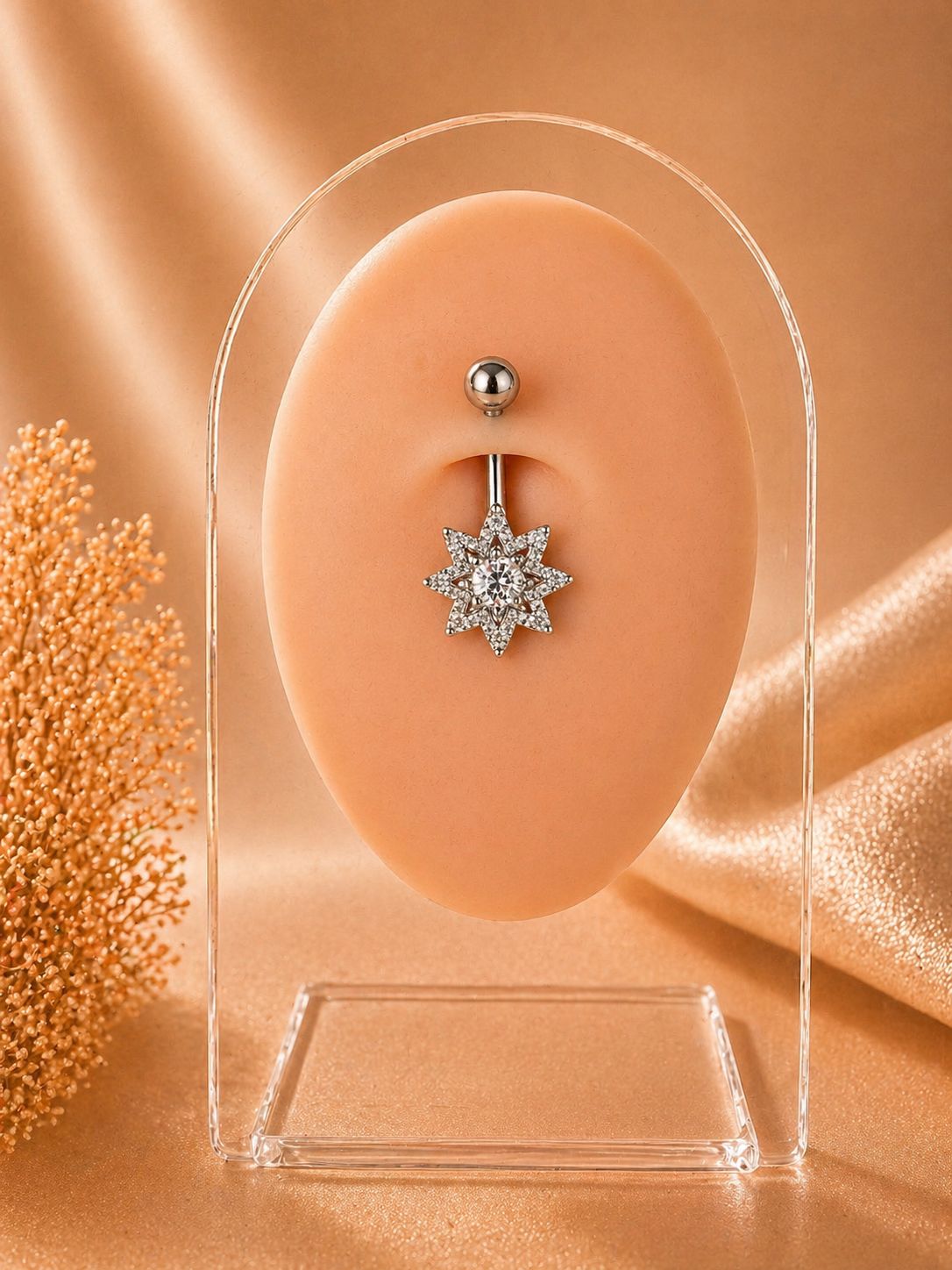 Star Stone Detail Belly Piercing | 316L Surgical Steel