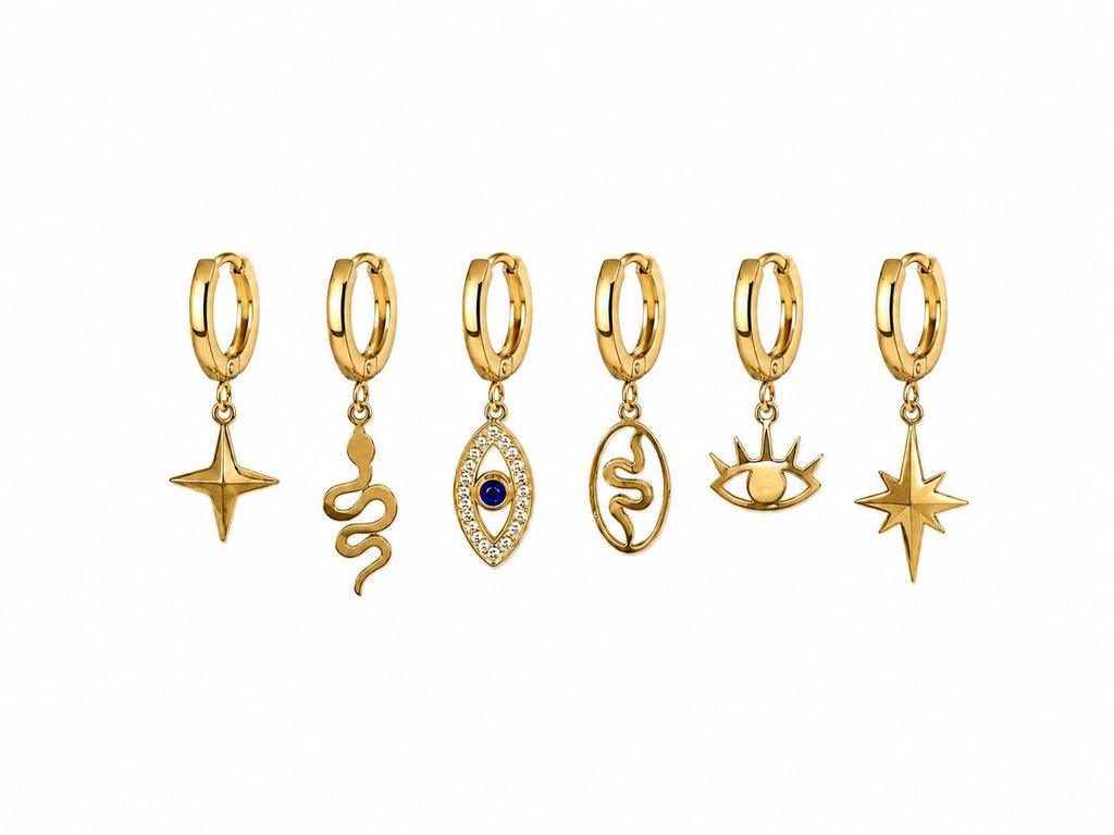 Mystic Charm Steel Earring Set – 18K Gold Plated