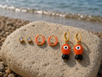 18K Gold Plated Steel Earring Set – Fish Detail Combination