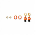 18K Gold Plated Steel Earring Set – Fish Detail Combination