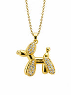 Balloon Dog Figure 14K Gold Plated Steel Necklace