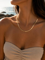 Xuping 18K Gold Plated Flat Chain Necklace – Stainless Steel Waterproof