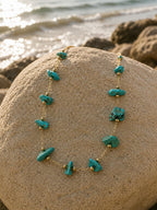 Turquoise Natural Stone Necklace – Steel 14K Gold Plated Water Resistant