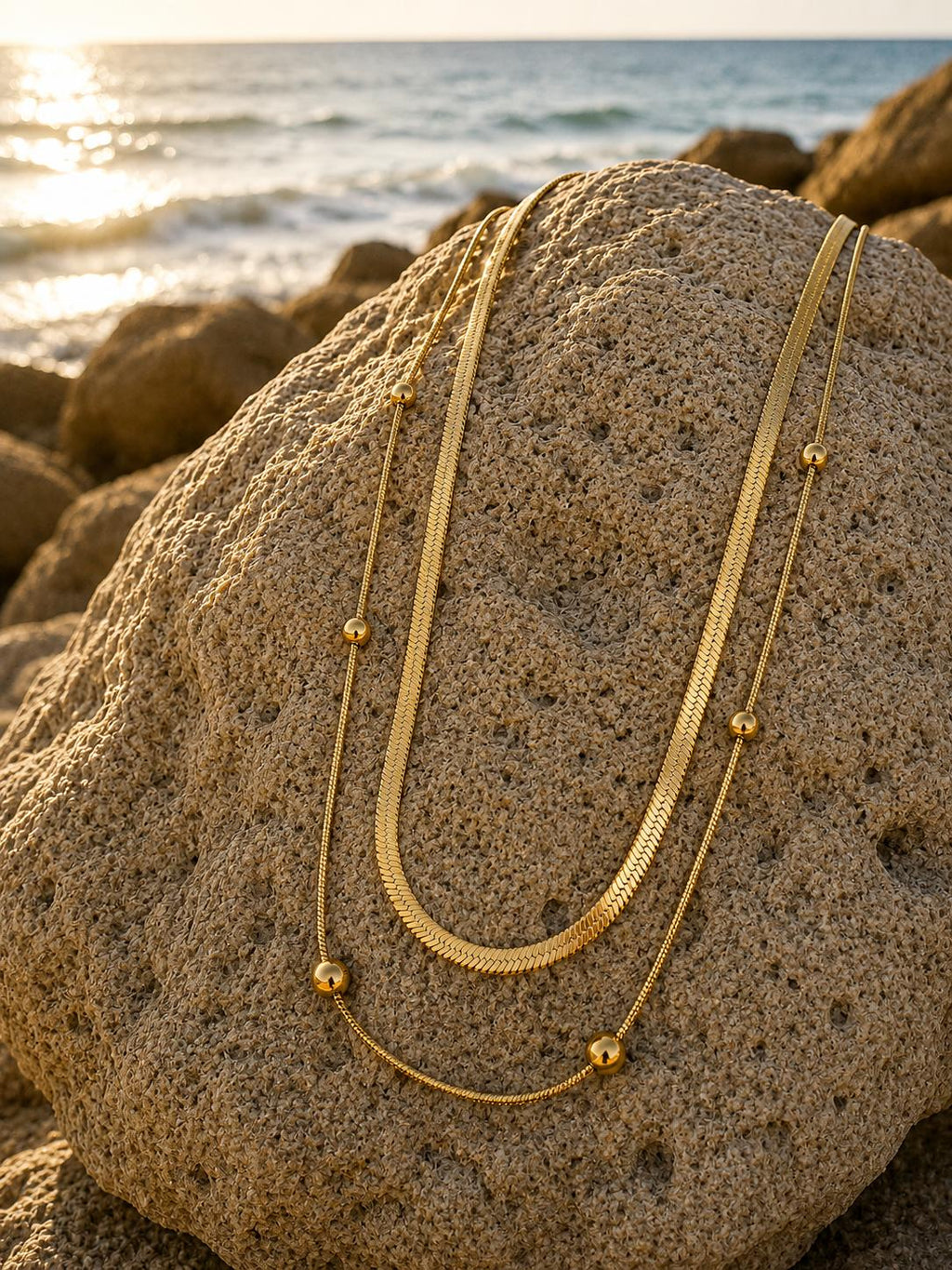 Layered Chain Necklace – Steel 14K Gold Plated Water Resistant