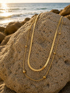 Layered Chain Necklace – Steel 14K Gold Plated Water Resistant