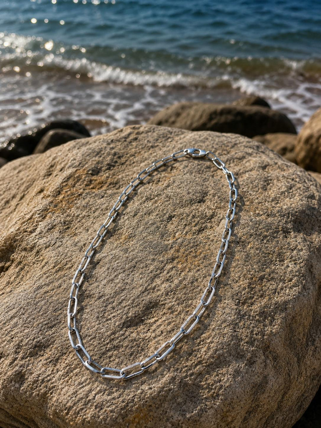 Xuping Rectangle Chain Necklace - Stainless Steel Water-Resistant 21 CM