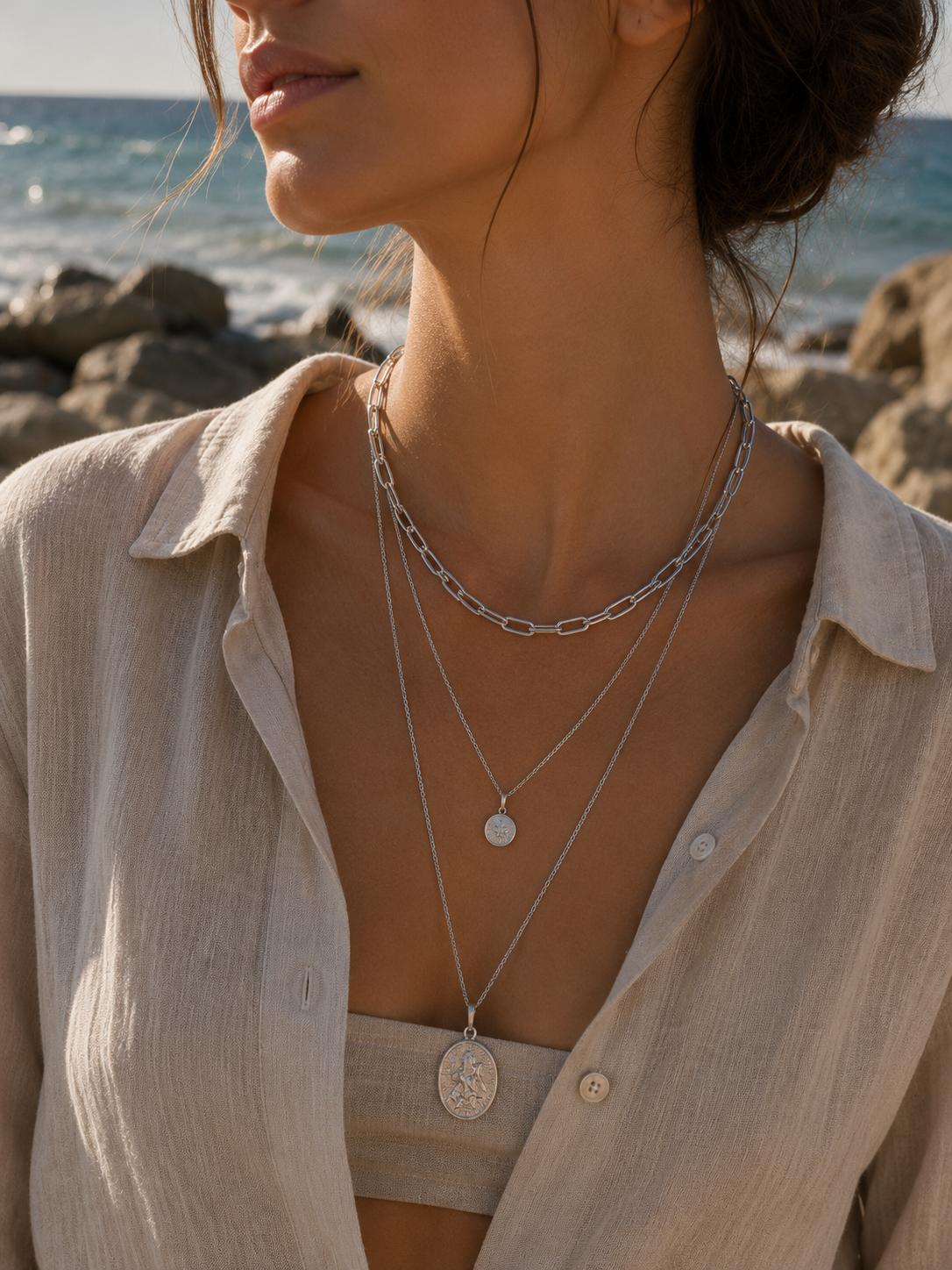 Xuping Rectangle Chain Necklace - Stainless Steel Water-Resistant 21 CM