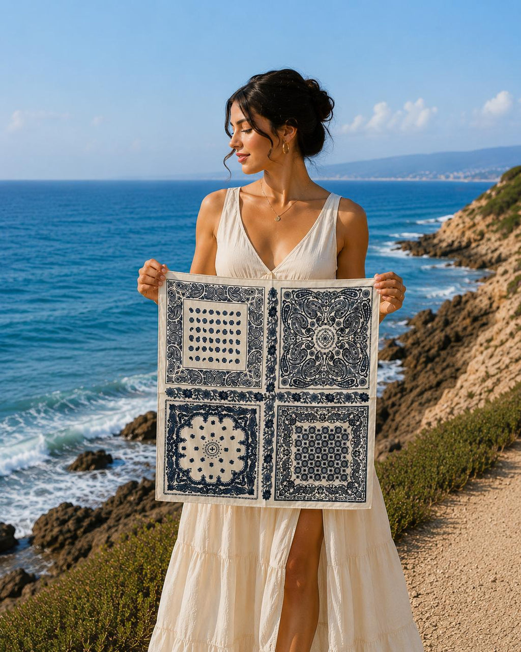 Patchwork Patterned Cotton Scarf – Versatile Use | 67 CM
