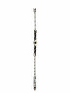 Herrenarmband aus Stahl und Keramik mit Zirkonstein-Details – Schwarz glänzender Stein 21 CM