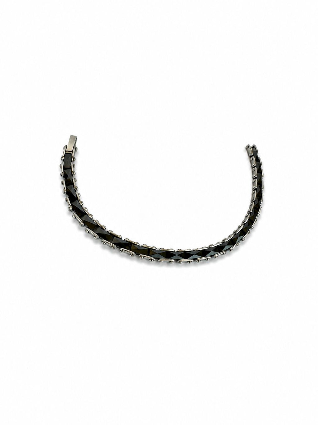 Steel & Black Ceramic Men's Bracelet – 21 CM