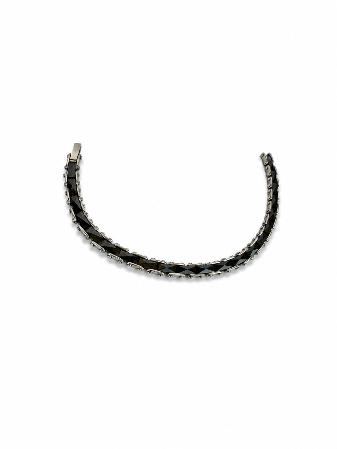 Steel & Black Ceramic Men's Bracelet – 21 CM