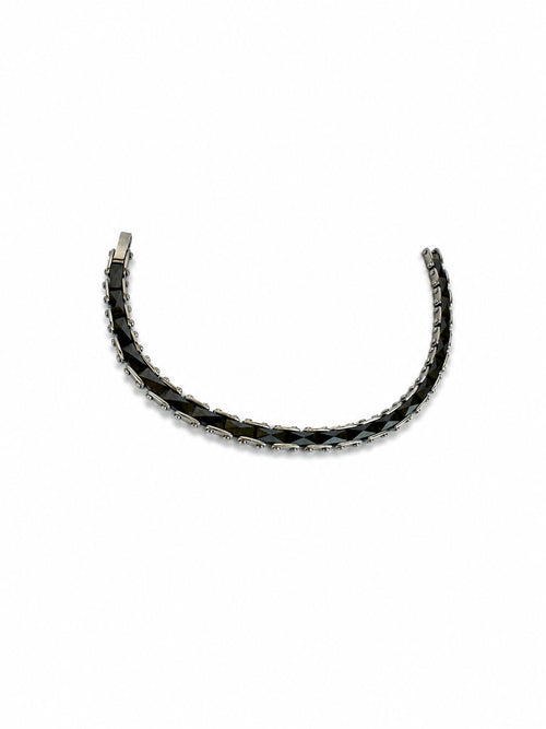 Herrenarmband aus Edelstahl & schwarzer Keramik – 21 CM