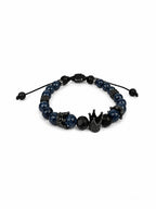 Echtes Steinarmband für Herren – Verstellbares Natürliches Steinarmband mit Kronenmotiv