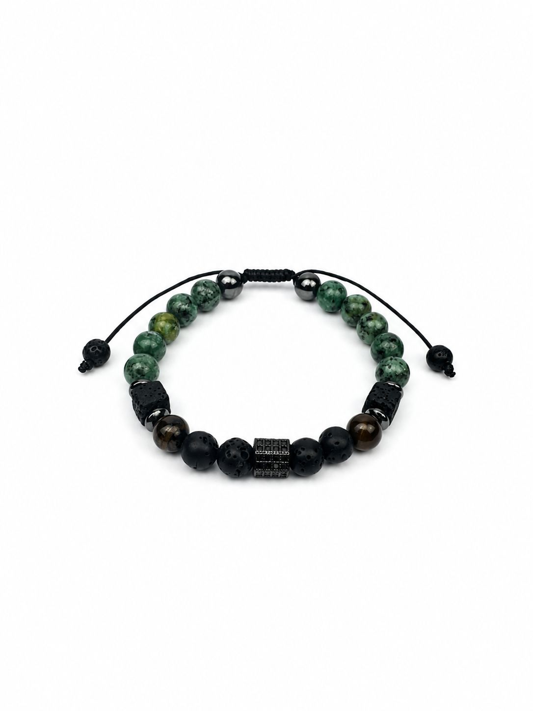 Herrenarmband aus echten Steinen – Verstellbares Armband aus Natursteinen mit Kordelzug