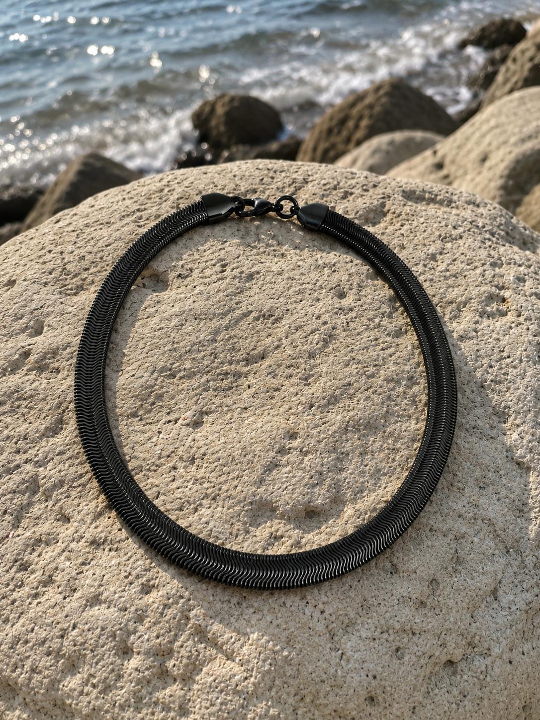 Black Steel Snake Chain Bracelet – Modern Men's Bracelet