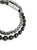 Stahl-Doppelarmband für Herren – Stein- & Ketten-Details