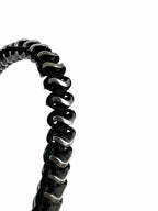 Black Steel Detailed Cord Bracelet – Modern Design