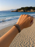 Natural Stone & Steel Chain Combination Bracelet