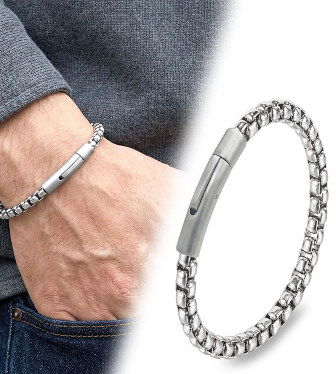 Minimalistische Edelstahl-Gliederkette – 20 CM feste Größe