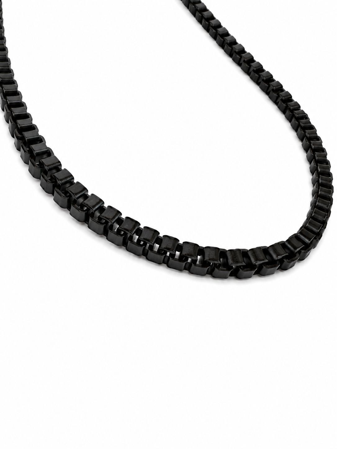 Black Steel Chain Necklace – Minimalist Design 26 CM Fixed Length