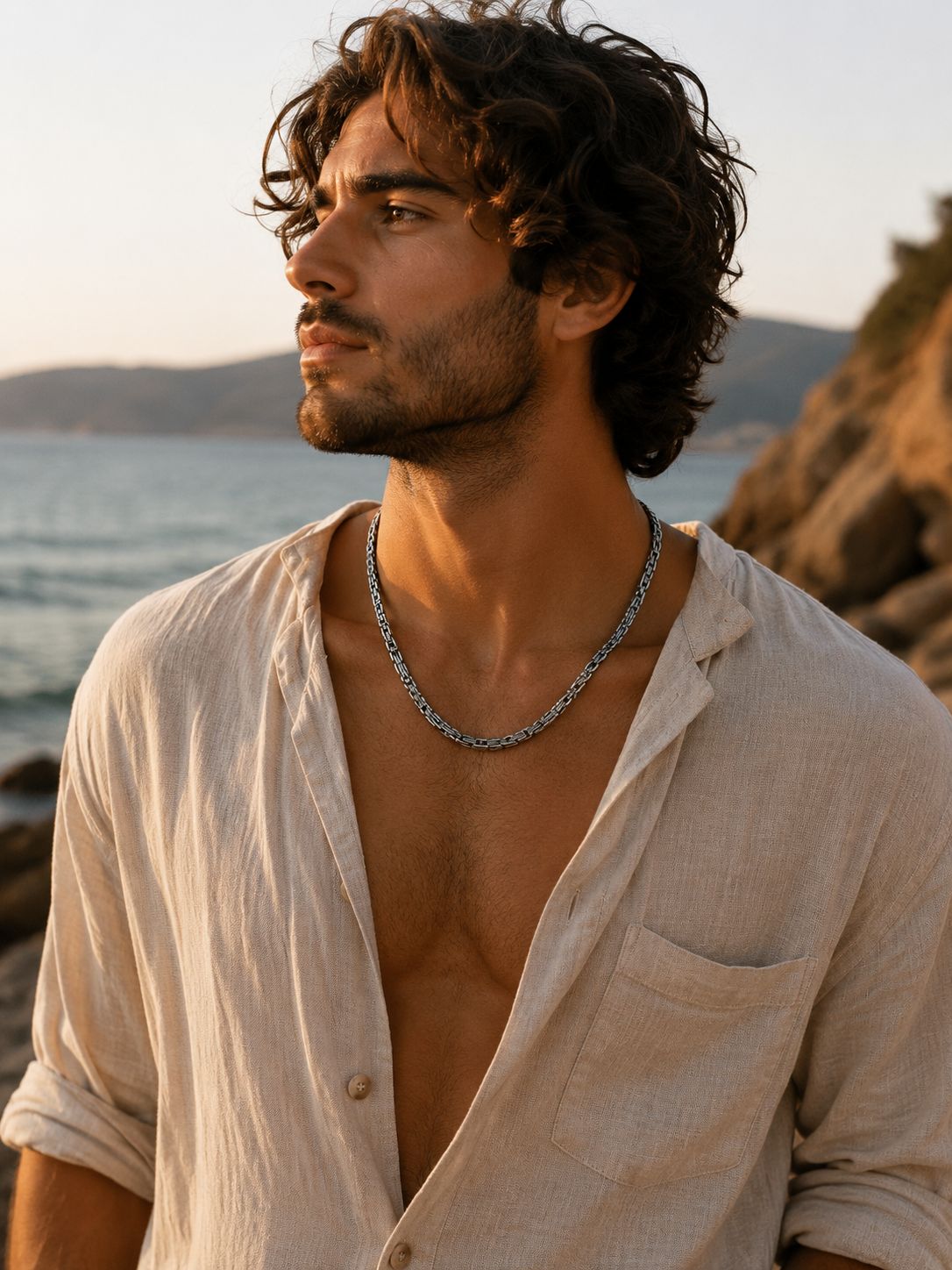 Steel Chain Necklace – Modern Unisex Design | 26 CM Fixed Length