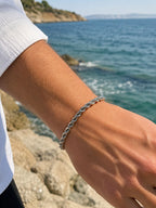 Silver Rope Steel Bracelet – Woven Chain Design | 22 CM Fixed Size