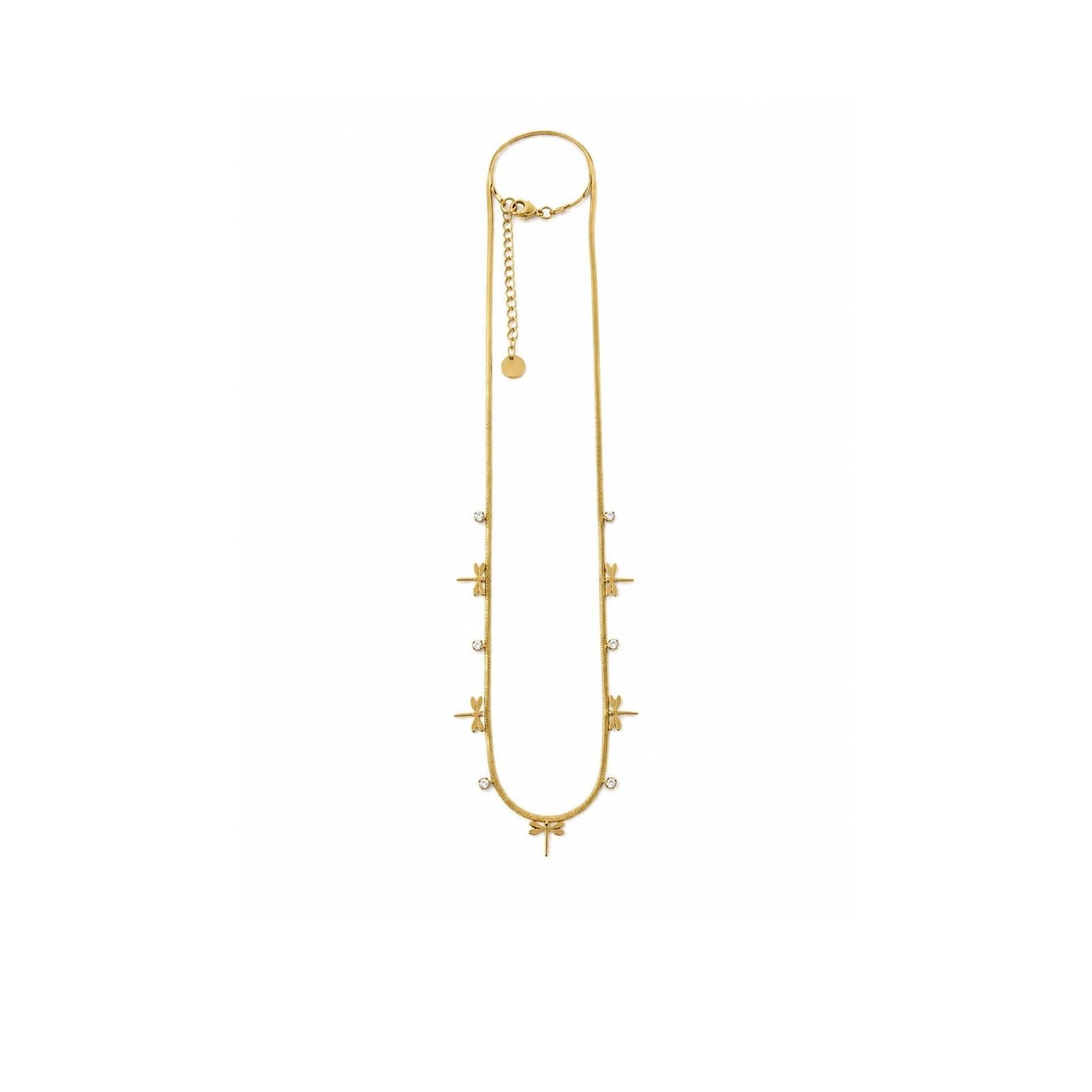 Dragonfly Charm Necklace – Steel 14K Gold Plated Waterproof Necklace