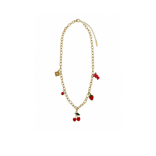 Cherry Charm Kolye – Çelik 14K Altın Kaplama Suya Dayanıklı Ayarlanabilir Kolye
