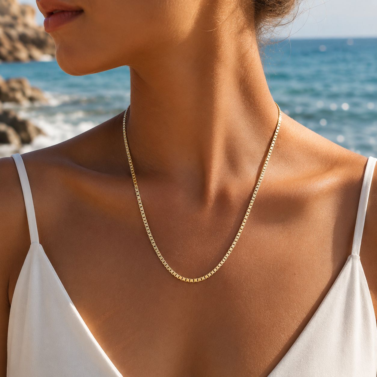 Xuping Chain Necklace – 18K Gold Plated 23 CM Stylish Chain