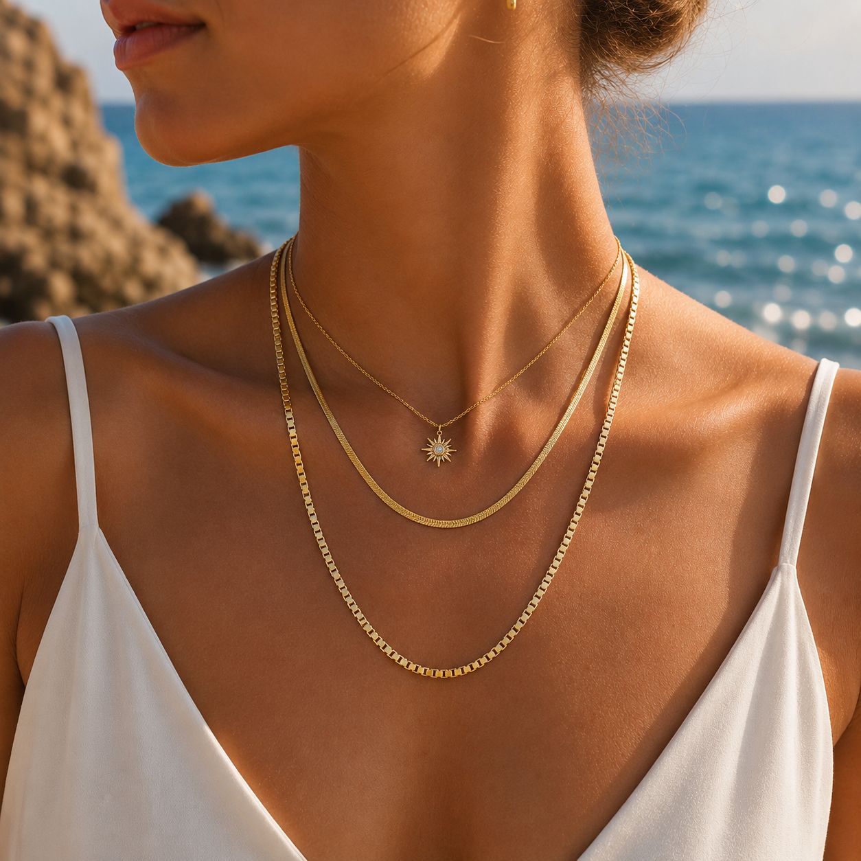 Xuping Chain Necklace – 18K Gold Plated 23 CM Stylish Chain