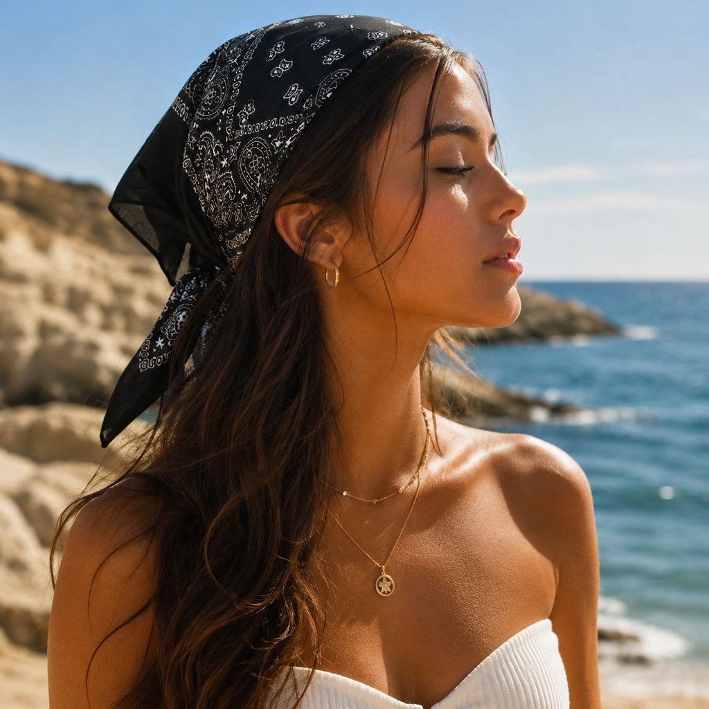 Black Bandana Scarf – Multi-purpose Hair Bandana 52 CM